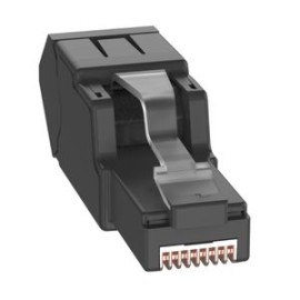 Plug RJ45 Panduit CAT 6A 22-26 AWG 45 Grados Blindado Negro