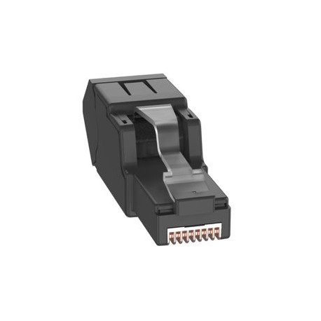 Plug RJ45 Panduit CAT 6A 22-26 AWG 45 Grados Blindado Negro